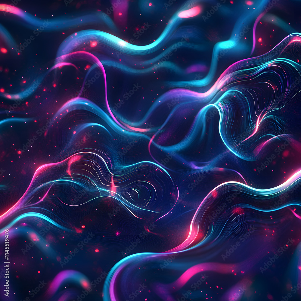 Poster dynamic colorful waves abstract art digital creation visual design stunning environment creative con