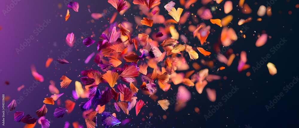 Poster vibrant explosion of colorful petals in a creative space abstract photography artful display dark ba