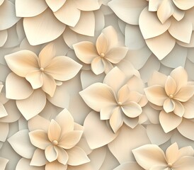 Fototapeta premium Modern floral 3D geometric seamless, Elegant 3D Floral Seamless Geometric Design