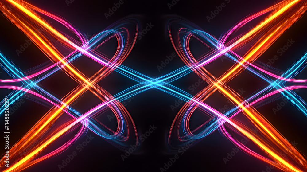 Poster dynamic light trails in abstract art digital studio graphic design dark environment creative perspec