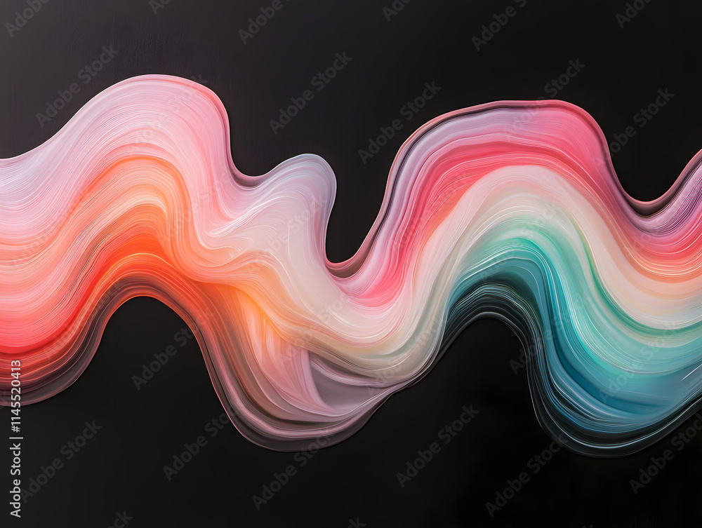 Poster abstract colorful waves flowing elegantly on dark background digital art modern design artistic envi