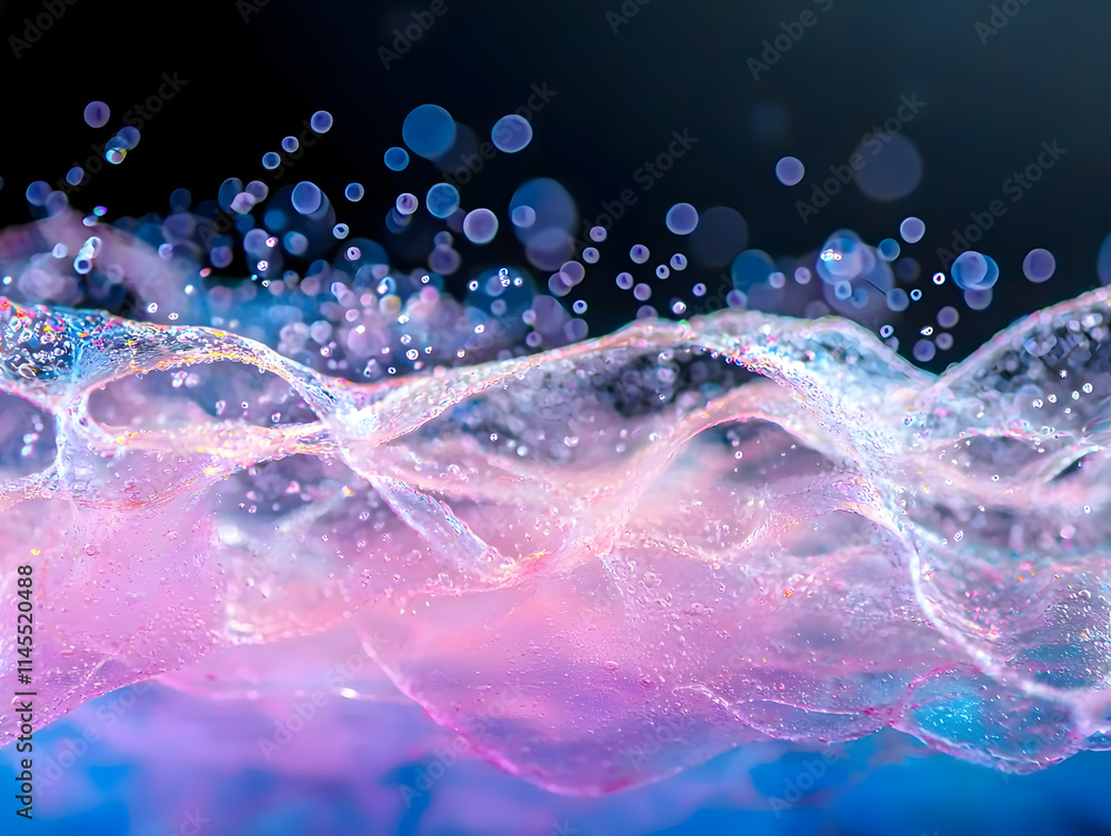 Poster dynamic water waves abstract art visual composition digital environment close-up view fluid motion c