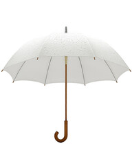 beautiful white umbrella with wooden handle, perfect for rainy days