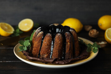 Tasty bake food concept - delicious lemon cake