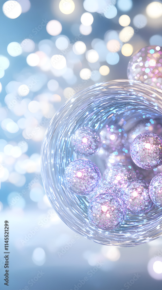 Poster dynamic particle movement abstract space digital artwork vibrant colors close-up view quantum energy