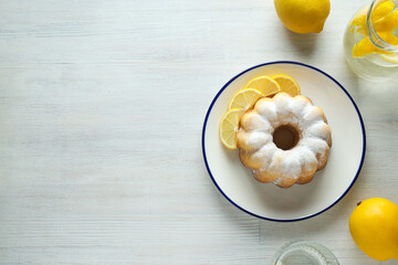 Tasty bake food concept - delicious lemon cake