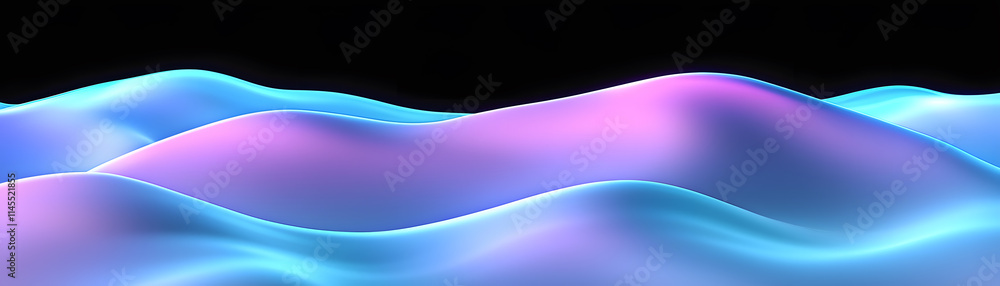 Poster dynamic waves of colorful light abstract art digital creative modern environment close-up view flowi