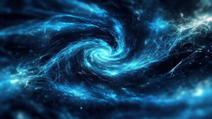 Abstract Blue Swirling Cosmic Nebula Vortex