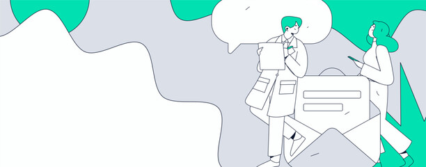 Doctor examines patient flat vector concept operation hand drawn illustration
