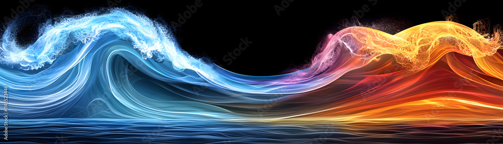 Poster dynamic waves of colorful energy abstract art digital creation vivid environment artistic perspectiv