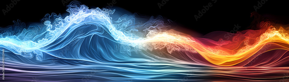 Poster dynamic waves of color imagery abstract visual art digital creation vibrant environment artistic per