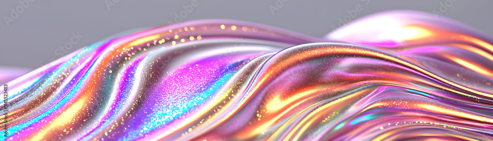 Poster dynamic flow of colorful waves abstract art digital creation vibrant environment close-up view visua