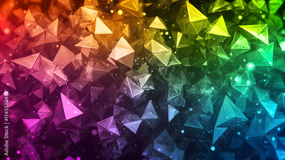 Poster dynamic 3d geometric patterns abstract art digital composition colorful background artistic perspect