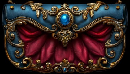 Fototapeta premium Ornate Blue And Red Handbag With Gold Accents