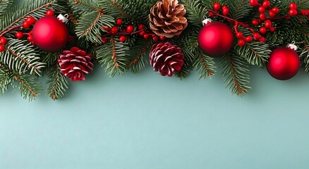 christmas background with fir branches and balls