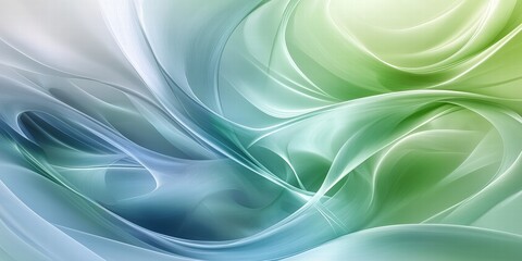 Fototapeta premium Soft gradient waves in green and blue tones, representing natural elements and serenity, perfect for eco-themed designs and organic branding