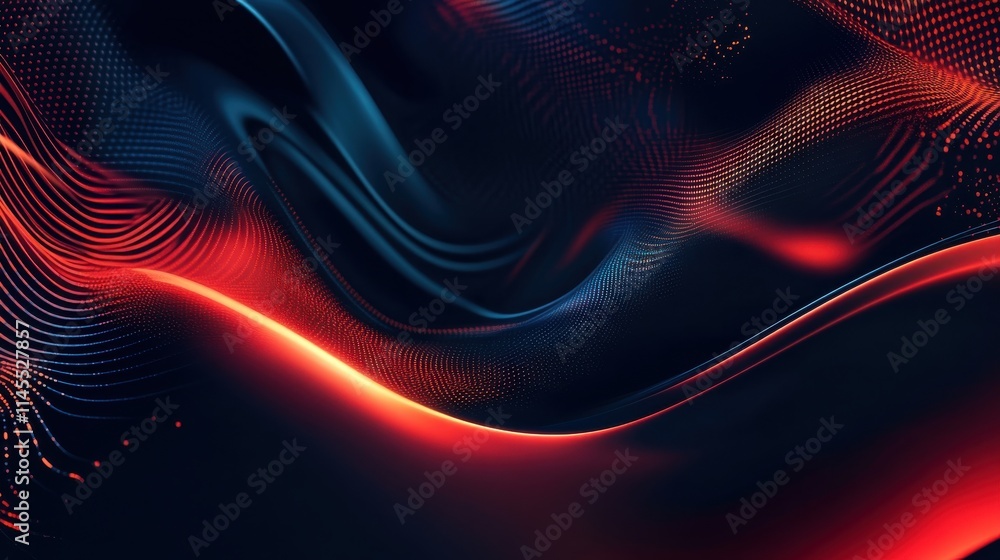 Poster a creative abstract background with glowing metallic swirls and vibrant red accents