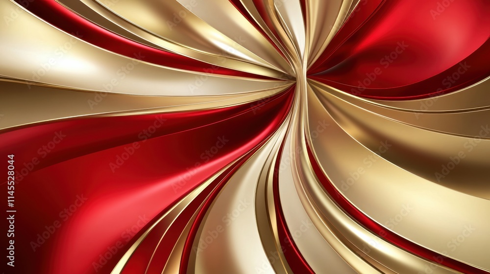 Poster a creative abstract background with swirling metallic tones of gold and festive red