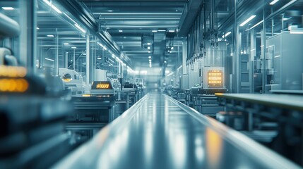 Digital factory, production workshop, light gray tone, close-up high-definition lens, clean and tidy