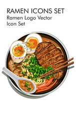 Ramen logo vector icon set 