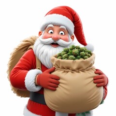 Fun Santa Claus with Marijuana Plants for Christmas