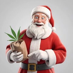 Santa Claus Celebrates with Cannabis Leaves