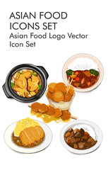Asian food logo vector icon set 