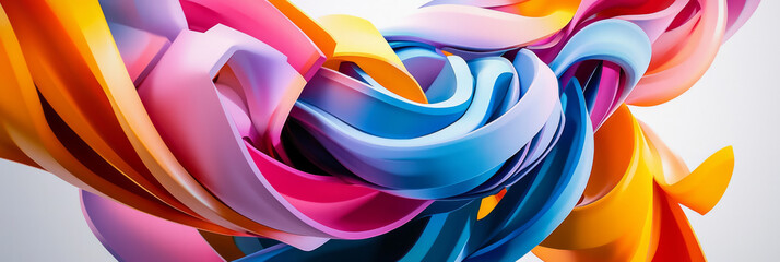 3D colorful swirls on white background, generative AI