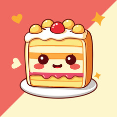 Hand-drawn cute lovely colourful cake illustration