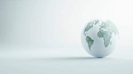 Fototapeta premium A minimalist globe with a light background, showcasing a subtle depiction of continents, emphasizing a clean and modern design.