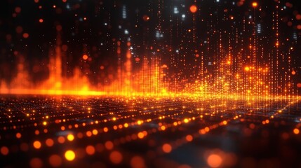 Obraz premium Abstract digital landscape with glowing particles.