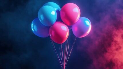 Birthday balloons with neon colors , festive image of balloons