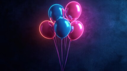 Birthday balloons with neon colors , festive image of balloons