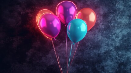 Birthday balloons with neon colors , festive image of balloons