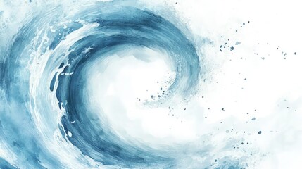 Beautiful watercolor swirl representing ocean waves, capturing movement and tranquility in shades of blue and white.