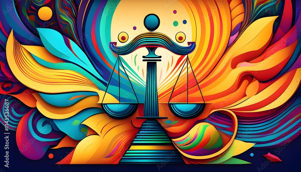 Poster World Day of Social Justice, An abstract background with vibrant colors and dynamic patterns, symbolizing equality