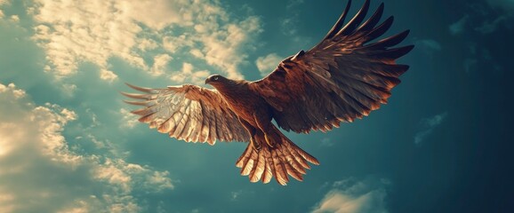 Majestic Hawk Soaring Through a Cloudy Sky