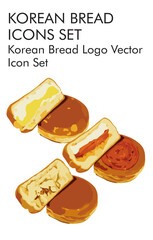 Korean bread logo vector icon set 
