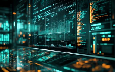 Obraz premium Professional reviewing financial market analysis, growth trends, and investment opportunities, with digital business data visualization