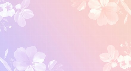 Pastel Dreams: Delicate white flowers bloom gracefully against a soft, ethereal gradient of lavender and peach, creating a serene and romantic backdrop.  