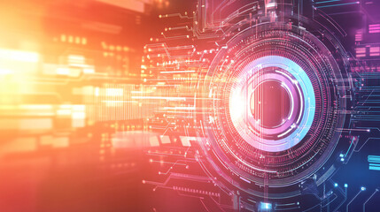 Fototapeta premium Abstract futuristic electronic circuit technology background, Generative ai