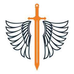 Sword and Wings Vector Design.