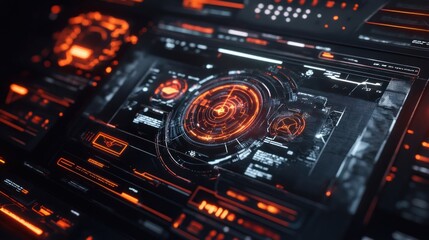 Fototapeta premium Futuristic Interface: A Cyberpunk Tech Display
