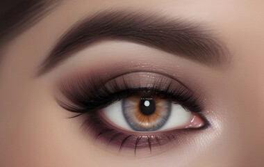 Fototapeta premium Eye makeup with eyeshadow and arrow. Beautiful macro shot of female eye make-up. Blue eye. Creative fashion make-up. Perfect shape of eyebrow. Cosmetics.
