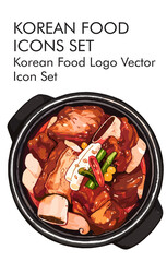 Korean food logo vector icon set 