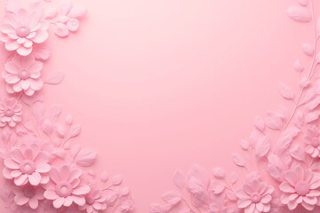 Obraz premium Pink Floral Background Elegant Paper Flowers Leaves