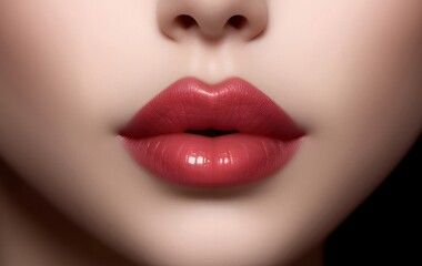 Fototapeta premium Sexy lips, open mouth with red female lips icon. Close up of woman mouth with red lip. Mouth sexy model.