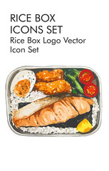 Rice box logo vector icon set 