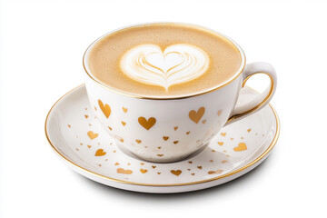 Fototapeta premium Latte coffee with a heart pattern on the frothy surface