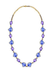 Jewelry design modern art necklace set with amethyst and blue sapphire hand drawing.	
